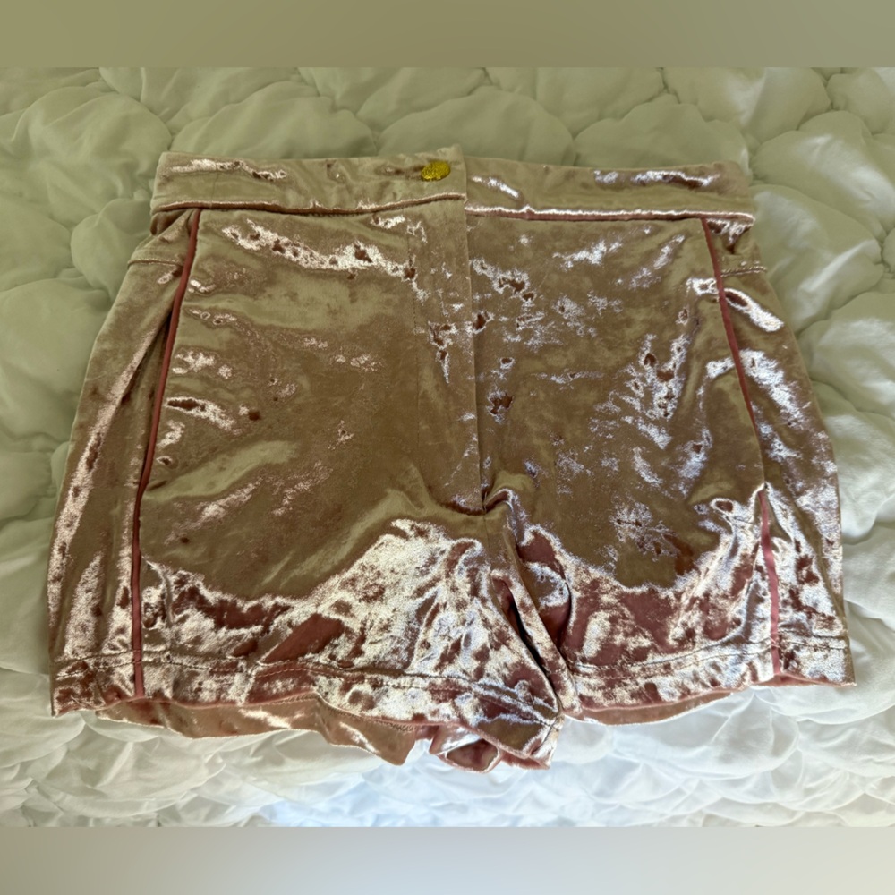 Topshop Blush Velvet Shorts
